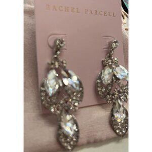 Rachel Parcell Gold Leaf Crystal Drop Chandelier Earrings